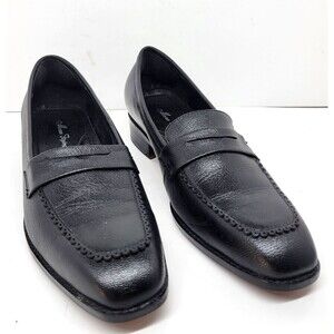 Mona Flying 728-69 Womens Handmade Black Leather Penny Loafers Size US 10 EUR 42